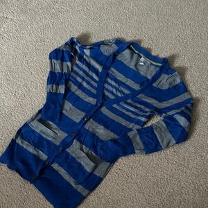 Women’s  Blue and Gray Striped cashmere blend Sweater size S